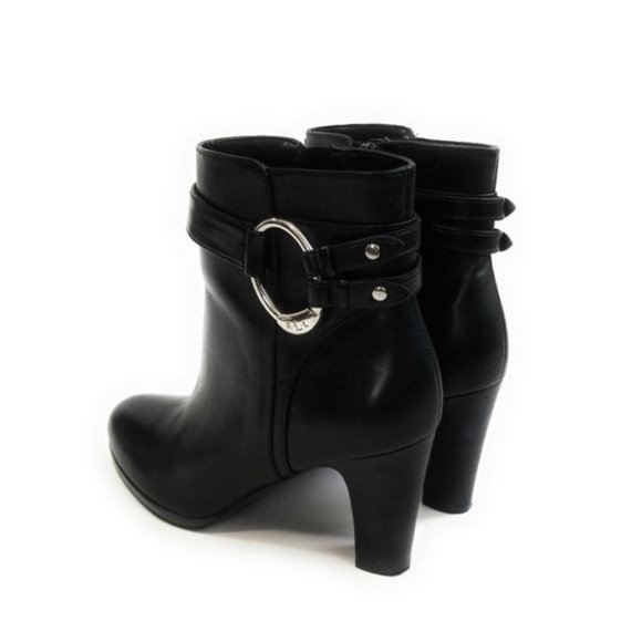 Lauren Ralph Lauren Myla Black Leather Heeled Ankle Booties Womens Size 6 - Picture 3 of 8